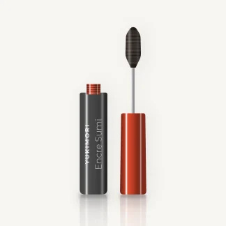 Mascara Encre Sumi à la cire de tournesol – Yukimori, flacon et brosse 4 ml, teinte Brun noir
