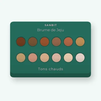 Palette yeux saisonnière Brume de Jeju – Sanbit, 12 × 1 g, teinte Tons chauds