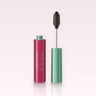 Mascara enrobant Bulle Rose – Sopoong, flacon et brosse 4 ml, teinte Brun noir