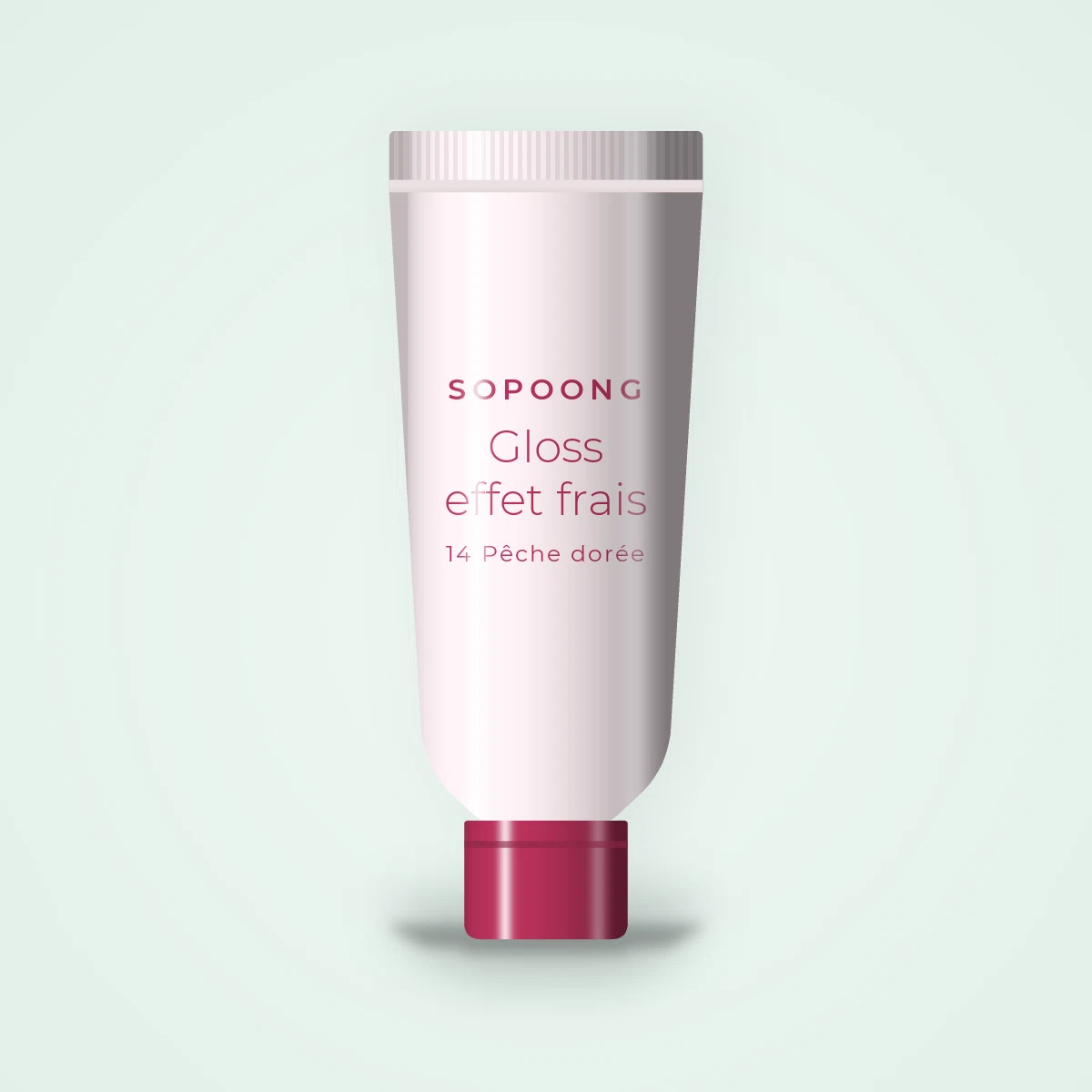 Gloss effet frais à la fleur de cerisier – Sopoong, tube 4 ml, teinte 14 Pêche dorée
