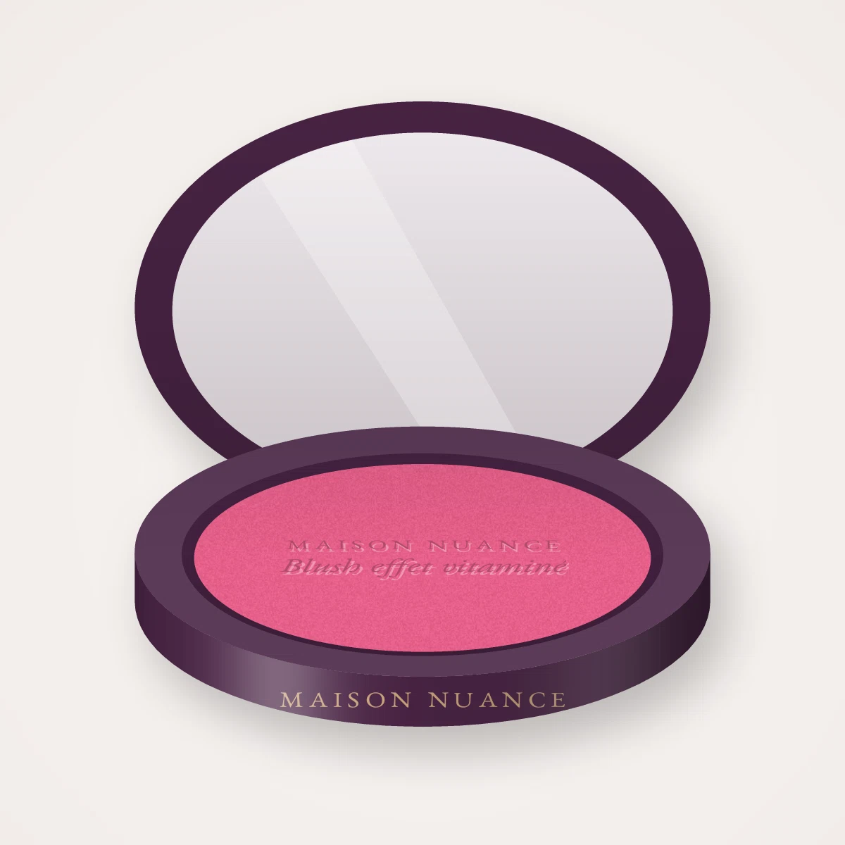Blush effet vitaminé à l'extrait de rose – Maison Nuance, boîtier 4 g, teinte 06 Rose vif
