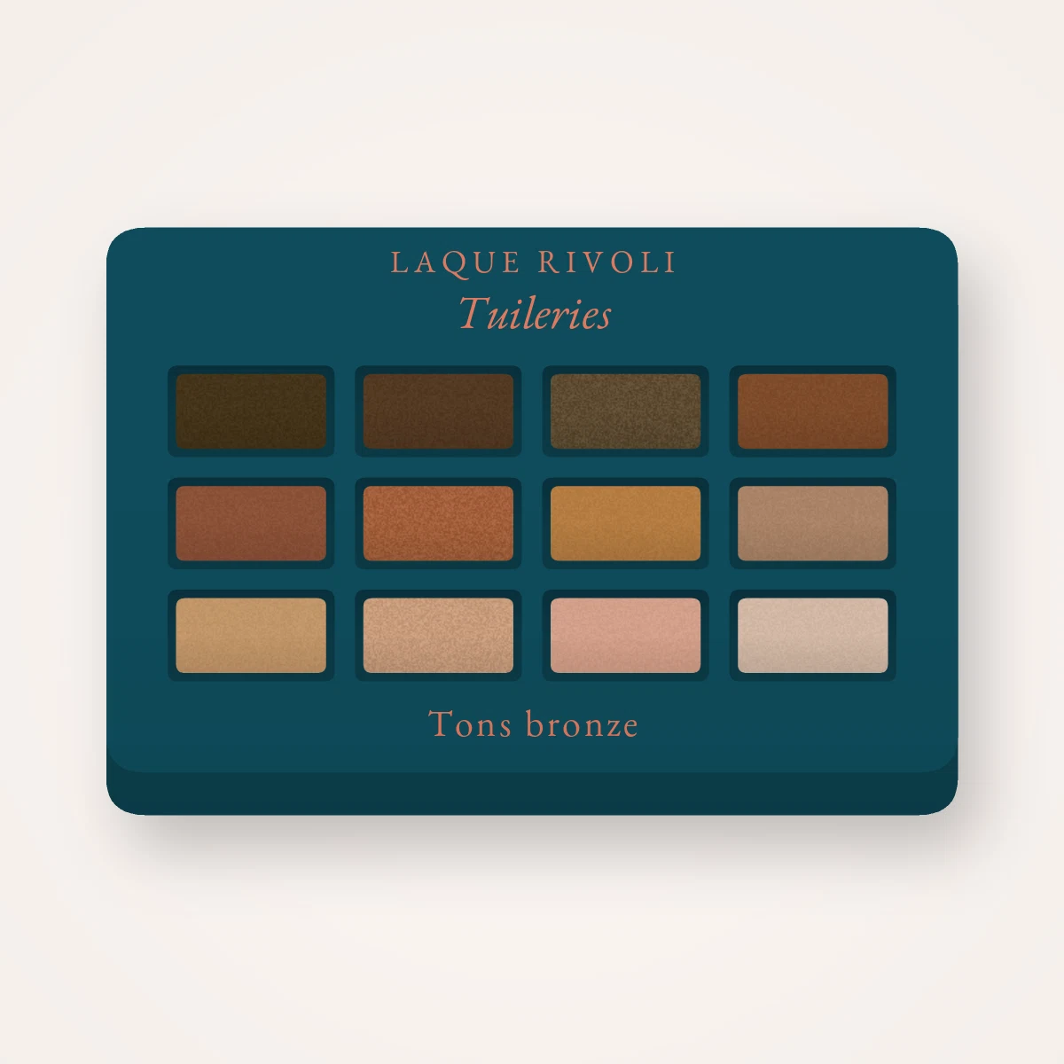 Palette yeux Tuileries longue durée – Laque Rivoli, 4 × 1,2 g, teinte Tons bronze