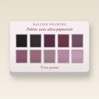 Palette yeux ultra-pigmentée à la poudre de soie – Balcon Pourpre, 4 × 1,2 g, teinte Tons prune