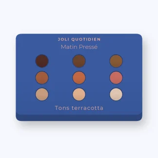 Palette yeux Matin Pressé à l'huile de raisin – Joli Quotidien, 4 × 1,2 g, teinte Tons terracotta
