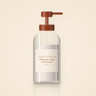 Nettoyant visage nourrissant à l'huile de jojoba – Terre d'Ocrelle, flacon-pompe 150 ml