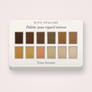 Palette yeux regard intense à l'huile d'avocat – Rive Opaline, 12 × 1 g, teinte Tons bronze