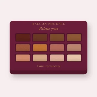 Palette yeux résistante à l'eau à l'extrait de rose – Balcon Pourpre, 12 × 1 g, teinte Tons terracotta