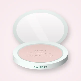 Enlumineur visage et corps à l'orchidée – Sanbit, boîtier 7 g, teinte Nacre rosée