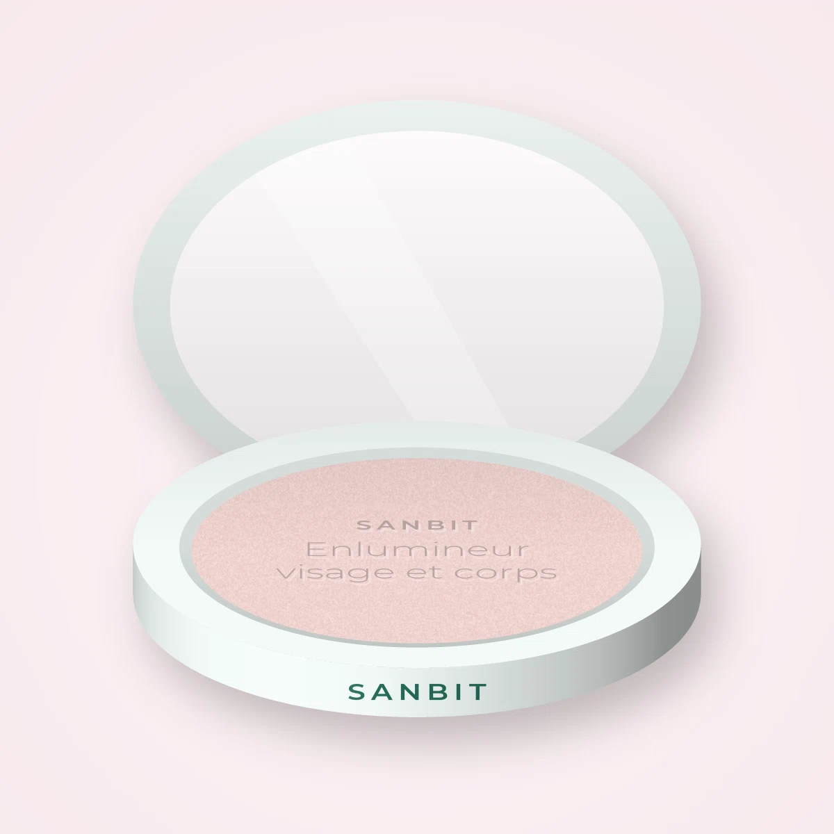 Enlumineur visage et corps à l'orchidée – Sanbit, boîtier 7 g, teinte Nacre rosée