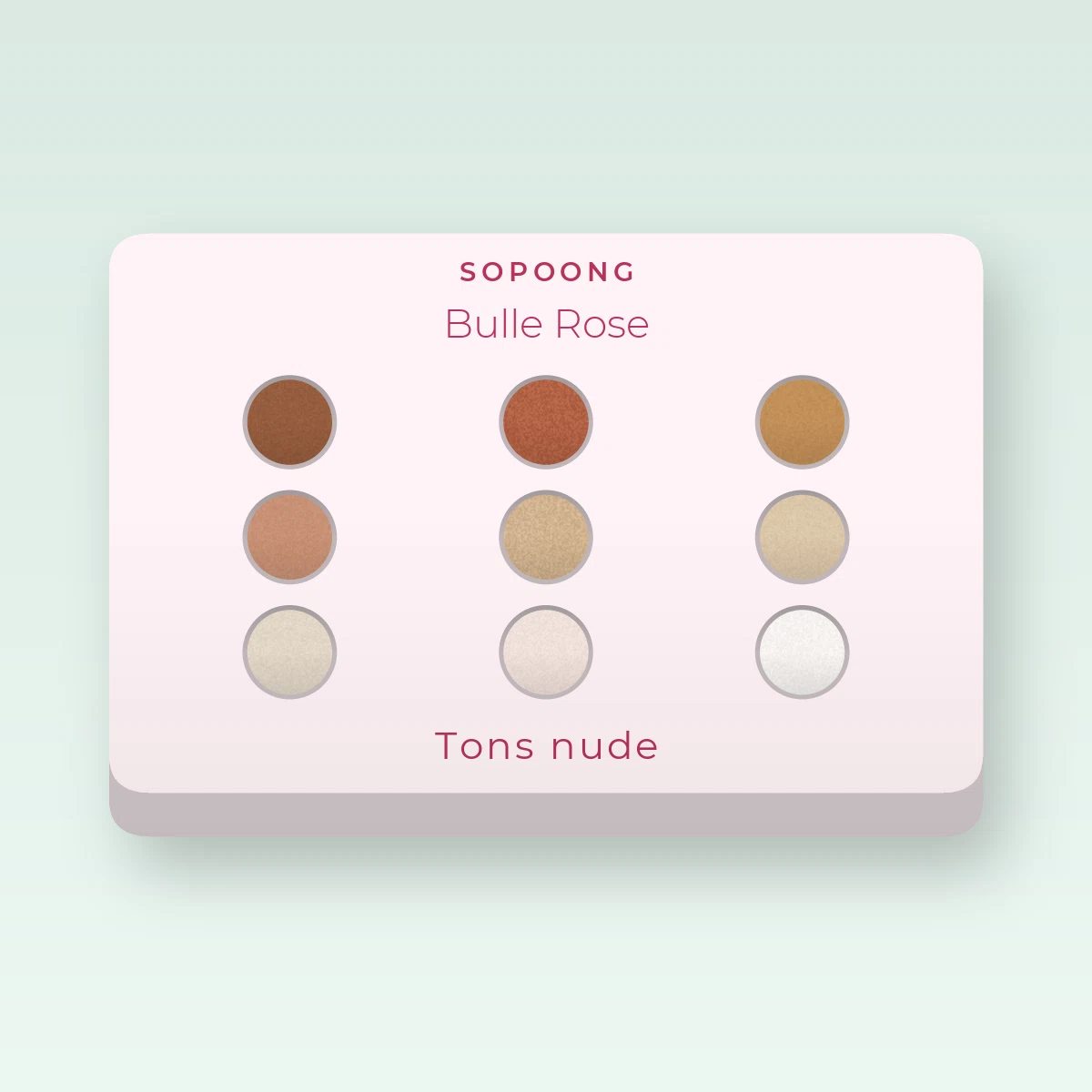 Palette yeux Bulle Rose au bleuet – Sopoong, 12 × 1 g, teinte Tons nude