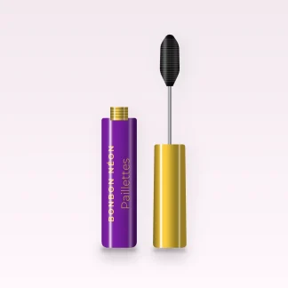 Mascara longue tenue Paillettes – Bonbon Néon, flacon et brosse 10 ml, teinte Noir intense