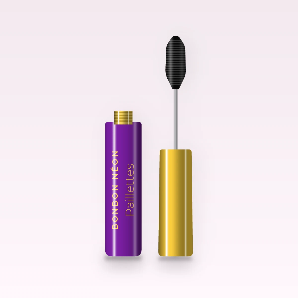 Mascara longue tenue Paillettes – Bonbon Néon, flacon et brosse 10 ml, teinte Noir intense