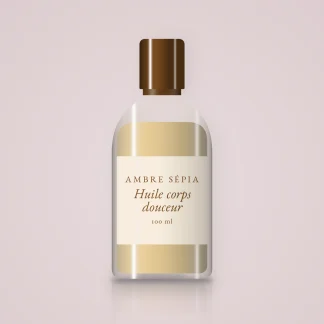 Huile corps sèche douceur au karité – Ambre Sépia, flacon 100 ml