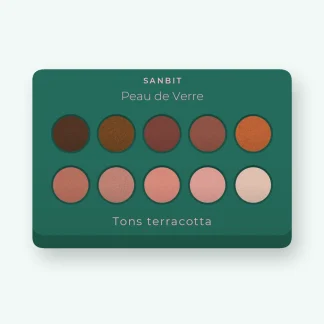 Palette yeux Peau de Verre créative – Sanbit, 12 × 1 g, teinte Tons terracotta