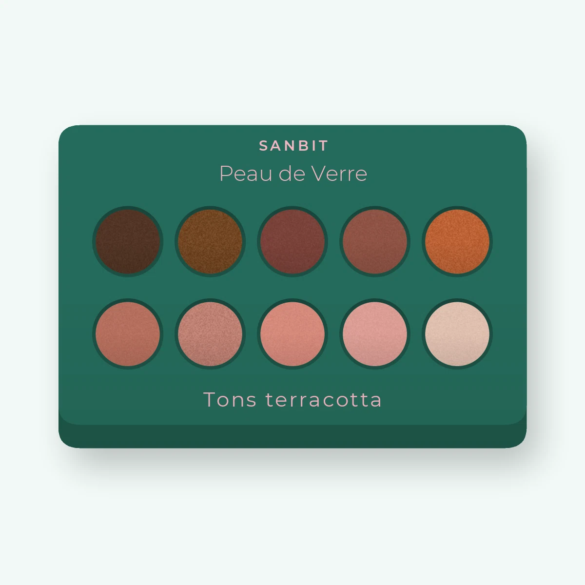 Palette yeux Peau de Verre créative – Sanbit, 12 × 1 g, teinte Tons terracotta