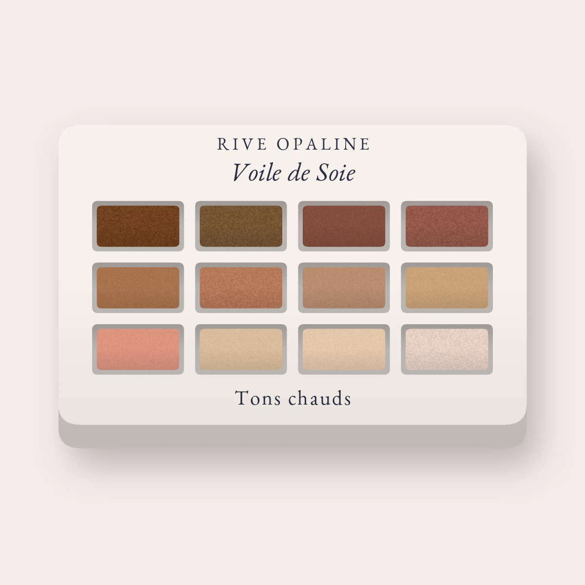 Palette yeux Voile de Soie à la vitamine E – Rive Opaline, 12 × 1 g, teinte Tons chauds