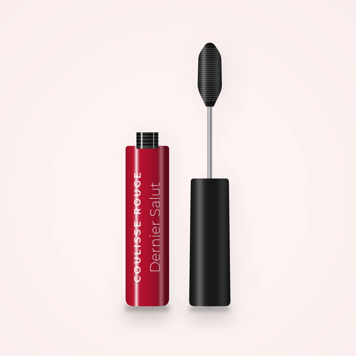 Mascara Dernier Salut volume extrême – Coulisse Rouge, flacon et brosse 8 ml, teinte Noir