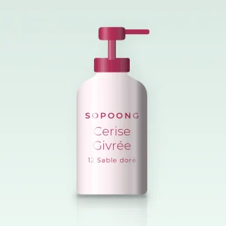 Fond de teint anti-imperfections Cerise Givrée – Sopoong, flacon-pompe 30 ml, teinte 12 Sable doré