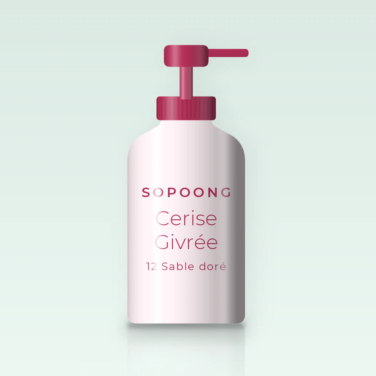 Fond de teint anti-imperfections Cerise Givrée – Sopoong, flacon-pompe 30 ml, teinte 12 Sable doré