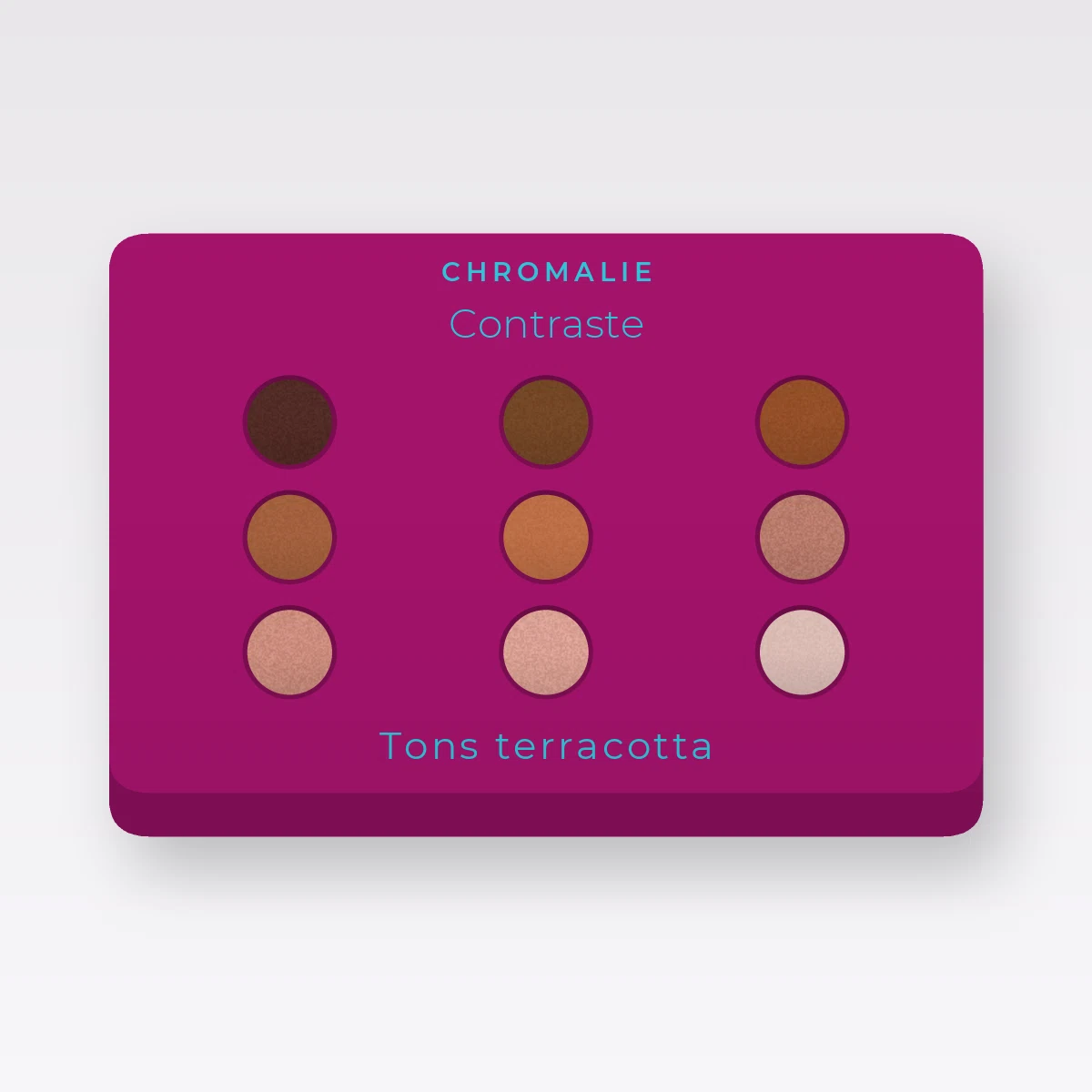 Palette yeux Contraste sans transfert – Chromalie, 12 × 1 g, teinte Tons terracotta