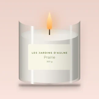 Bougie parfumée Prairie intimiste – Les Jardins d'Aulne, pot en verre 300 g