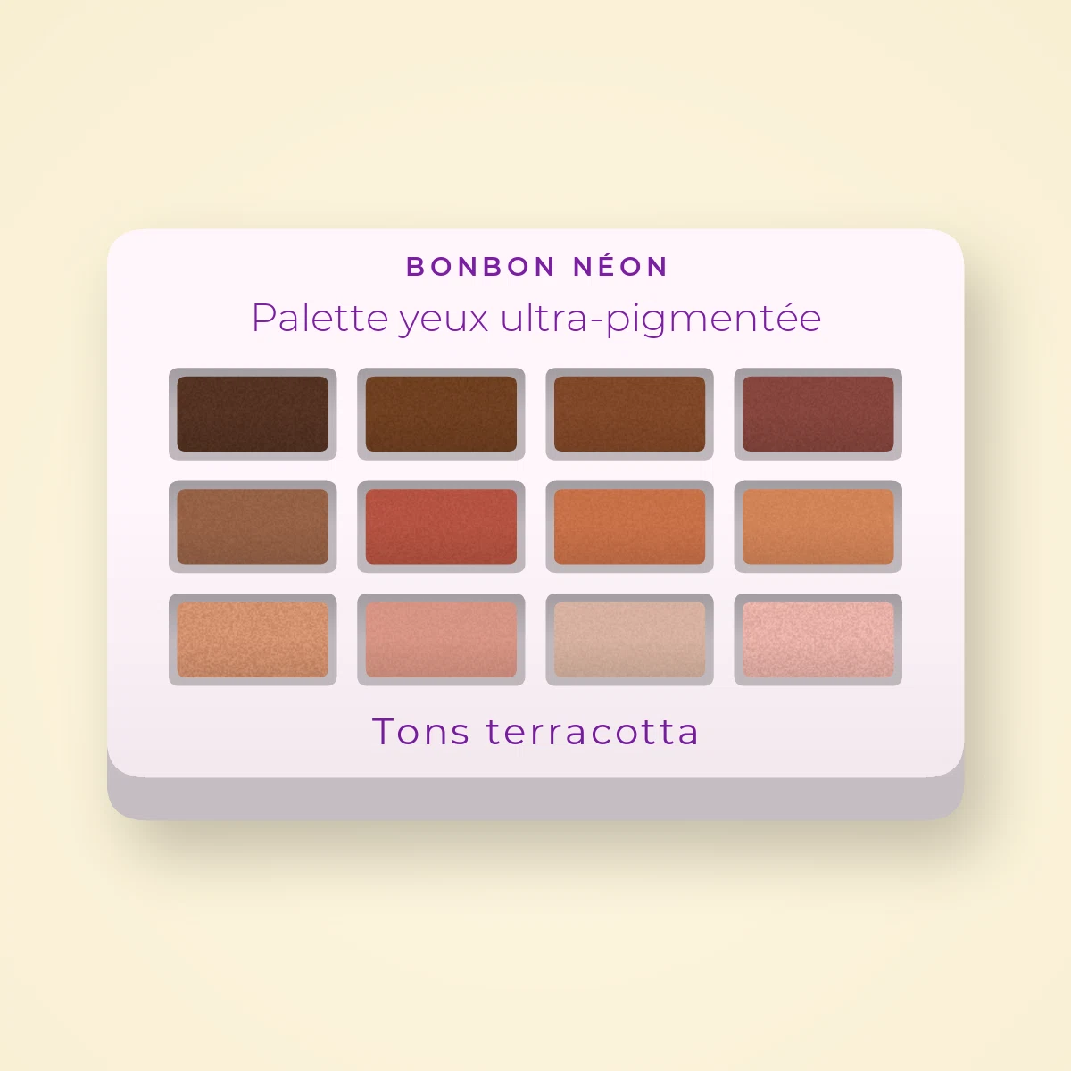 Palette yeux ultra-pigmentée à l'extrait de rose – Bonbon Néon, 9 × 1 g, teinte Tons terracotta