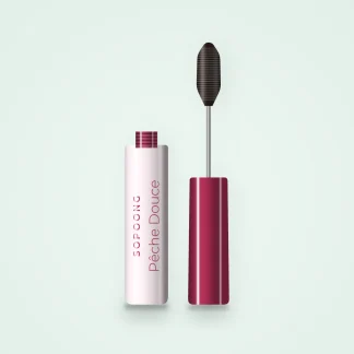 Mascara Pêche Douce au bambou – Sopoong, flacon et brosse 8 ml, teinte Brun noir
