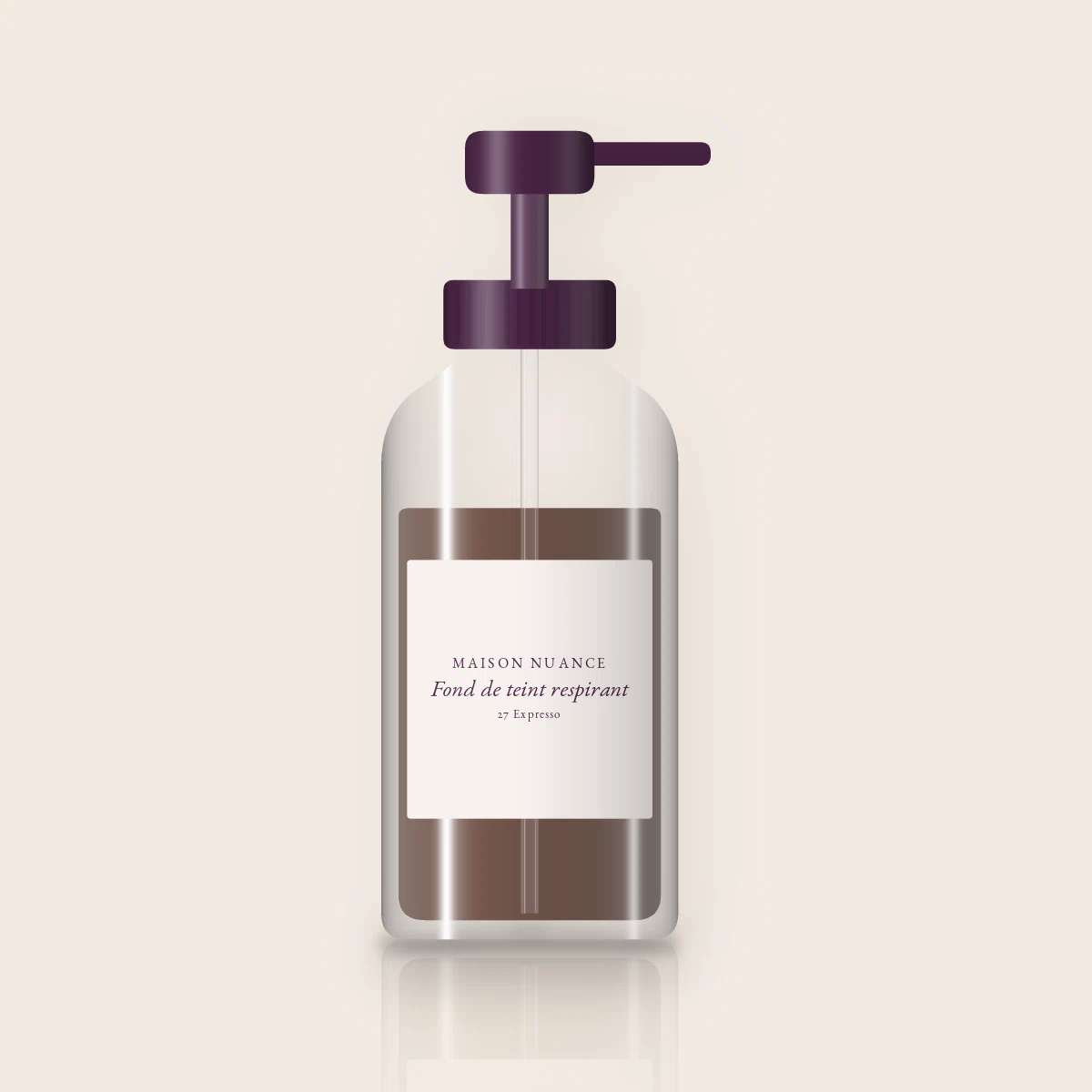 Fond de teint respirant à l'eau de rose – Maison Nuance, flacon-pompe 30 ml, teinte 27 Expresso