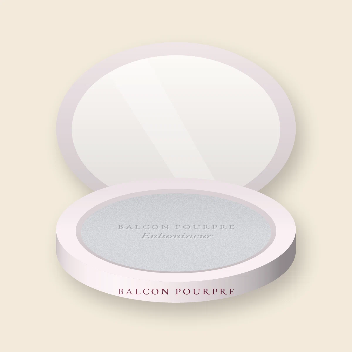 Enlumineur effet peau fraîche à l'acide hyaluronique – Balcon Pourpre, boîtier 7 g, teinte Lune argentée