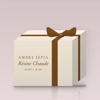 Coffret parfum Résine Chaude exquis – Ambre Sépia, 30 ml + 50 ml