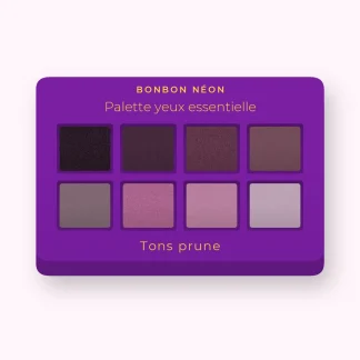 Palette yeux essentielle à l'huile de ricin – Bonbon Néon, 4 × 1,2 g, teinte Tons prune