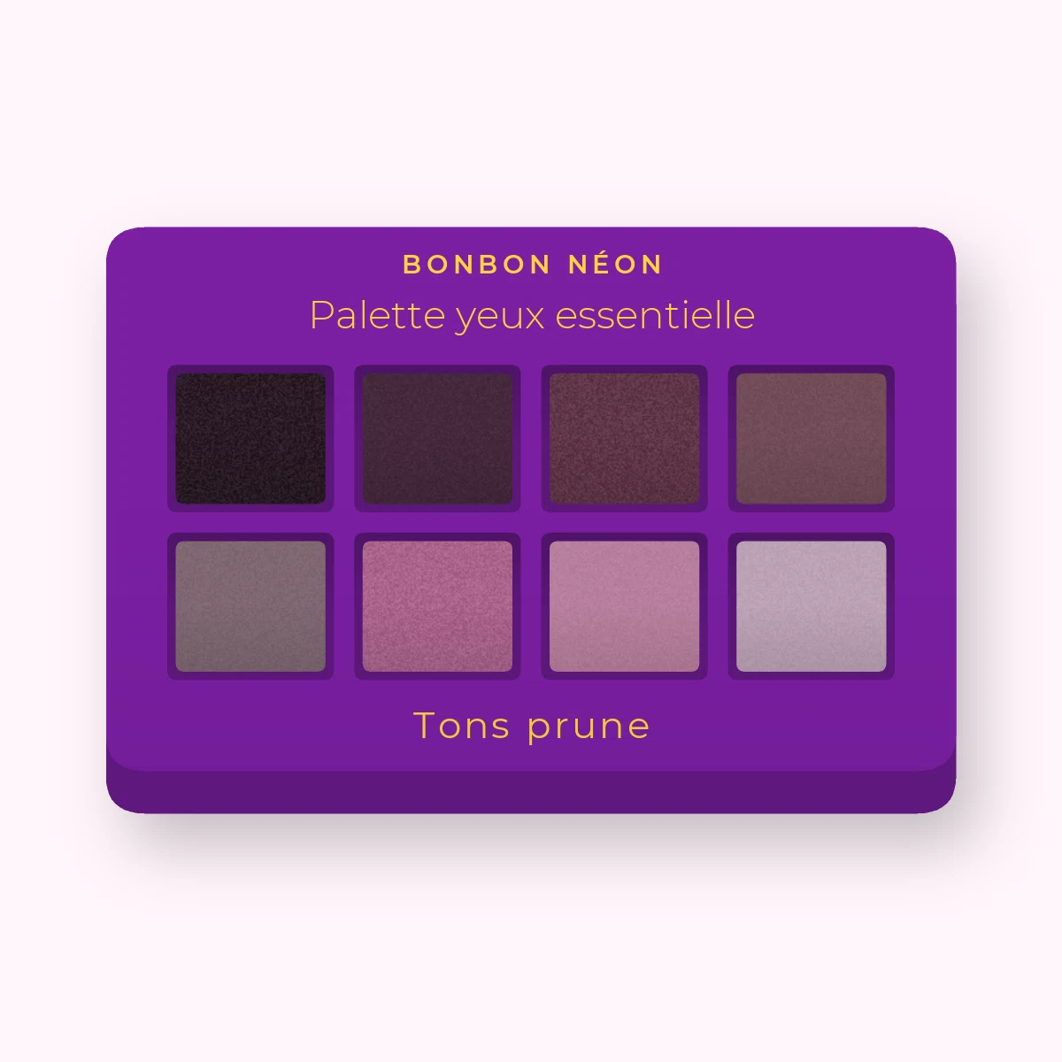 Palette yeux essentielle à l'huile de ricin – Bonbon Néon, 4 × 1,2 g, teinte Tons prune