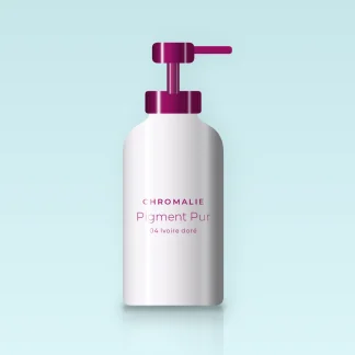 Fond de teint effet retouché Pigment Pur – Chromalie, flacon-pompe 30 ml, teinte 04 Ivoire doré