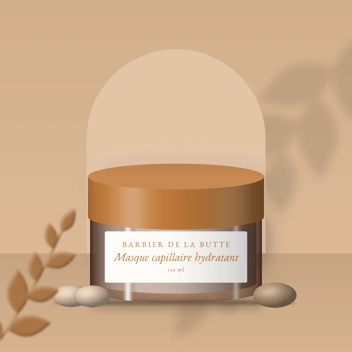 Masque capillaire hydratant au beurre de cupuaçu – Barbier de la Butte, photo d'ambiance