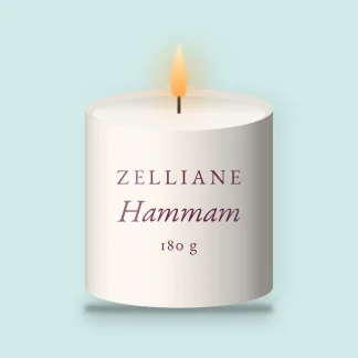 Bougie parfumée Hammam apaisante – Zelliane, pot en verre 180 g