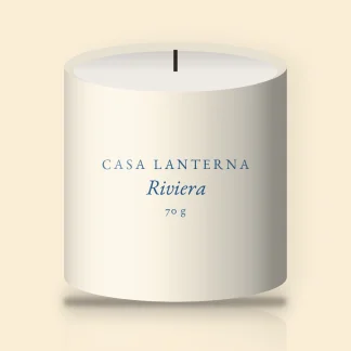 Bougie parfumée Riviera au vétiver – Casa Lanterna, pot en verre 70 g