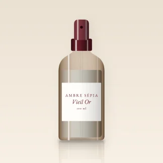 Brume parfumée Vieil Or au figuier – Ambre Sépia, flacon spray 100 ml