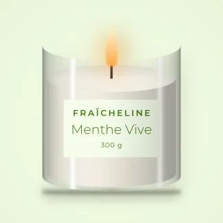 Bougie parfumée Menthe Vive au genévrier – Fraîcheline, pot en verre 300 g