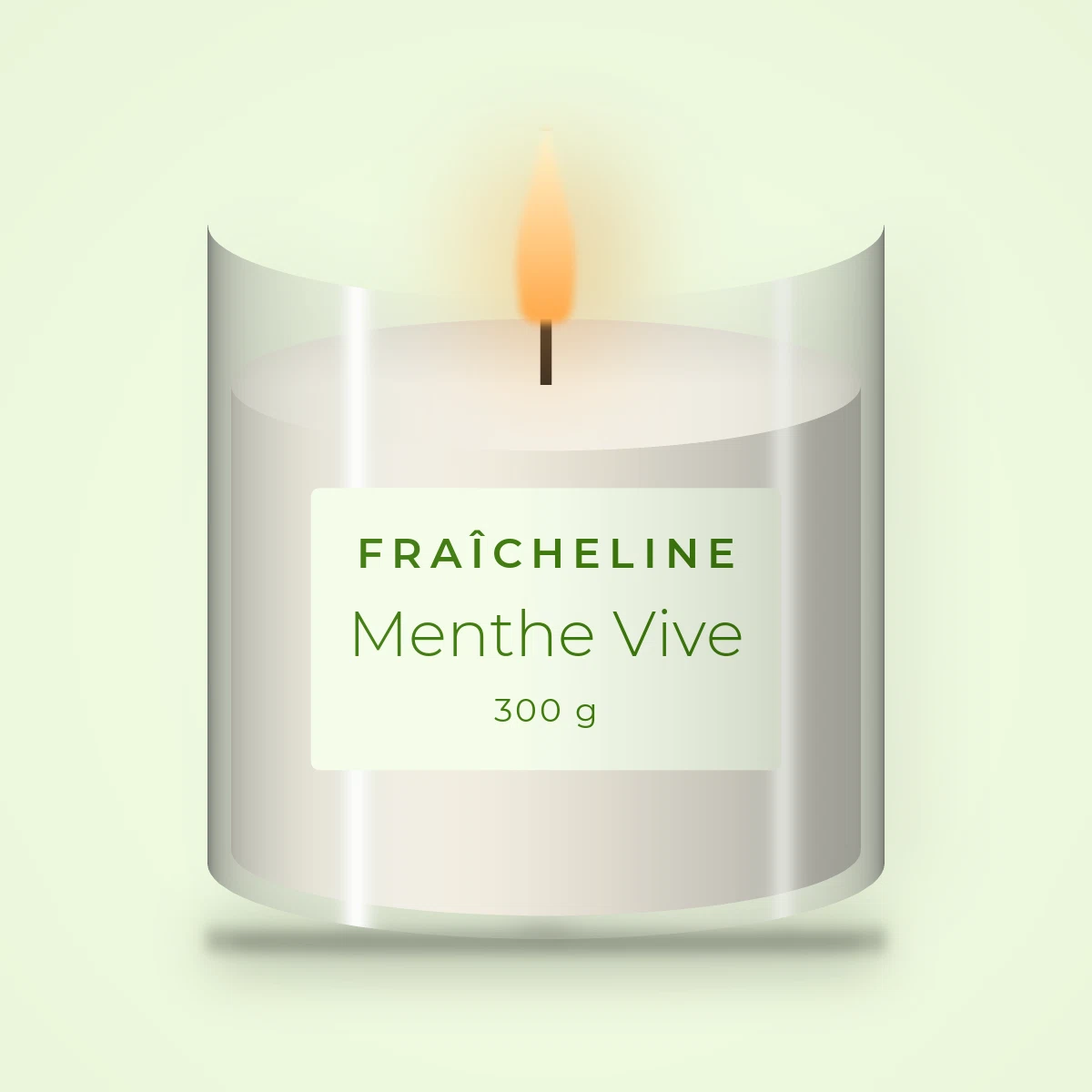 Bougie parfumée Menthe Vive au genévrier – Fraîcheline, pot en verre 300 g