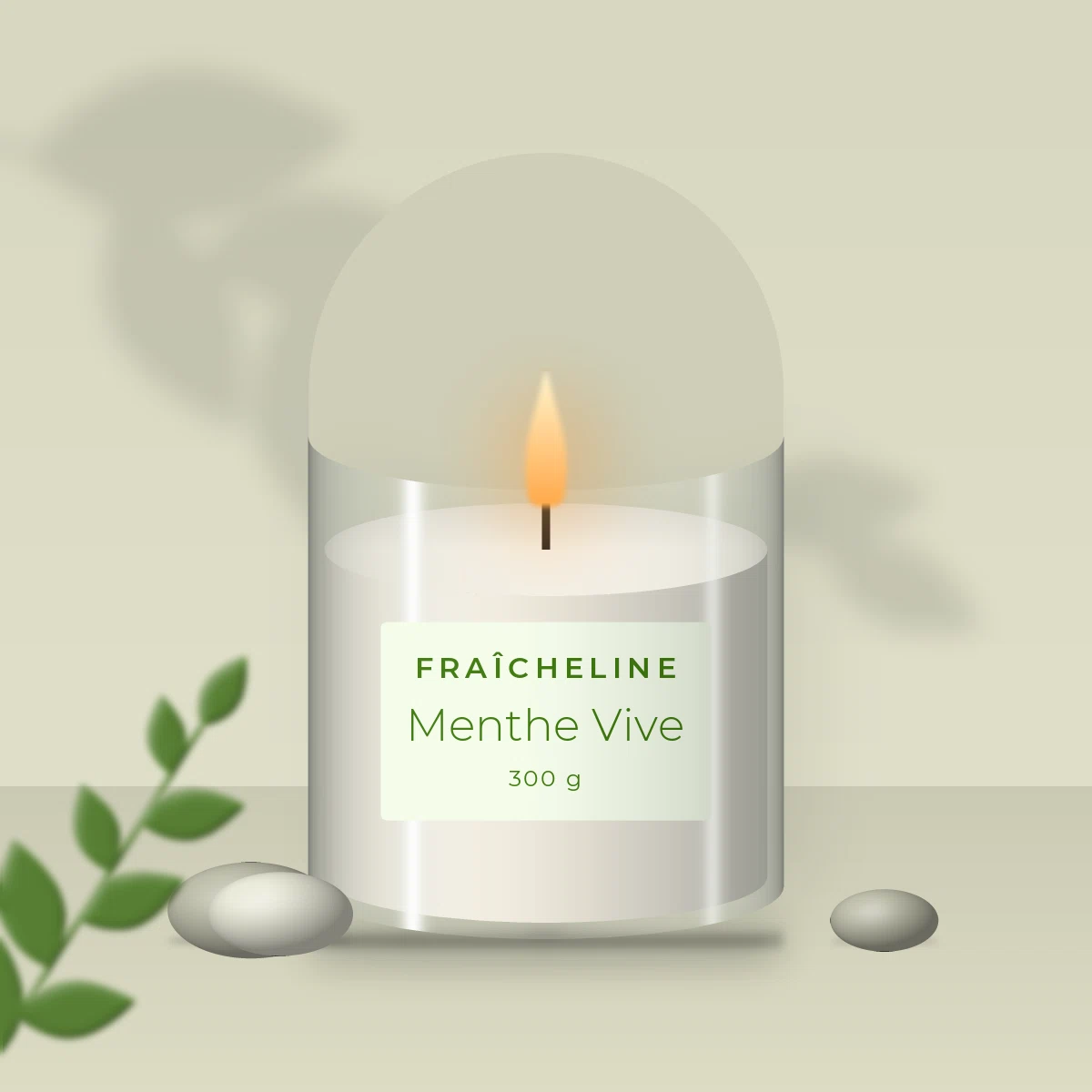 Bougie parfumée Menthe Vive au genévrier – Fraîcheline, photo d'ambiance