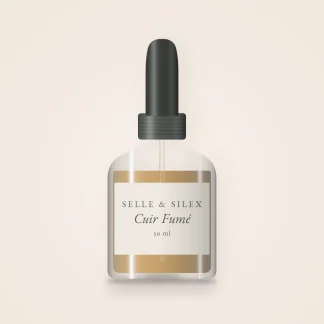 Huile à barbe Cuir Fumé soin complet – Selle & Silex, flacon compte-gouttes 30 ml