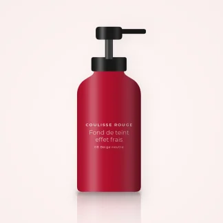 Fond de teint effet frais à l'eau de bleuet – Coulisse Rouge, flacon-pompe 30 ml, teinte 08 Beige neutre