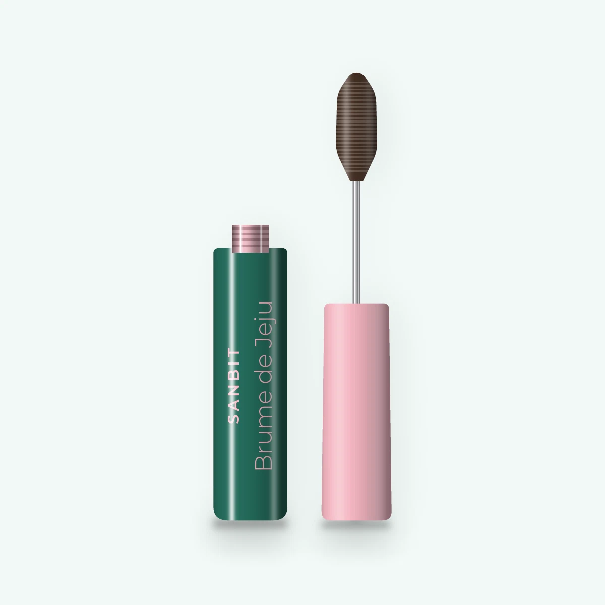 Mascara Brume de Jeju volume – Sanbit, flacon et brosse 10 ml, teinte Brun