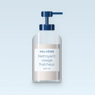 Nettoyant visage fraîcheur à l'extrait de calendula – Halvène, flacon-pompe 200 ml