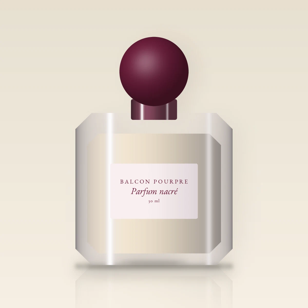 Parfum nacré au bois de santal pour femme – Balcon Pourpre, flacon 30 ml