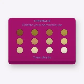 Palette yeux harmonieuse à l'extrait de rose – Chromalie, 9 × 1 g, teinte Tons dorés