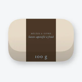 Savon saponifié à froid au rhassoul – Mélèze & Givre, pain 100 g