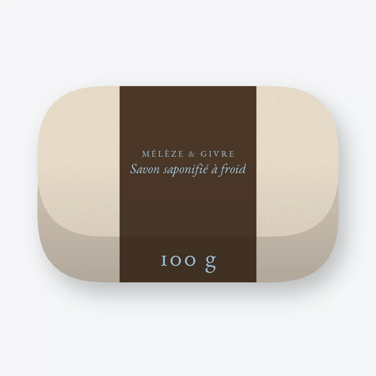 Savon saponifié à froid au rhassoul – Mélèze & Givre, pain 100 g