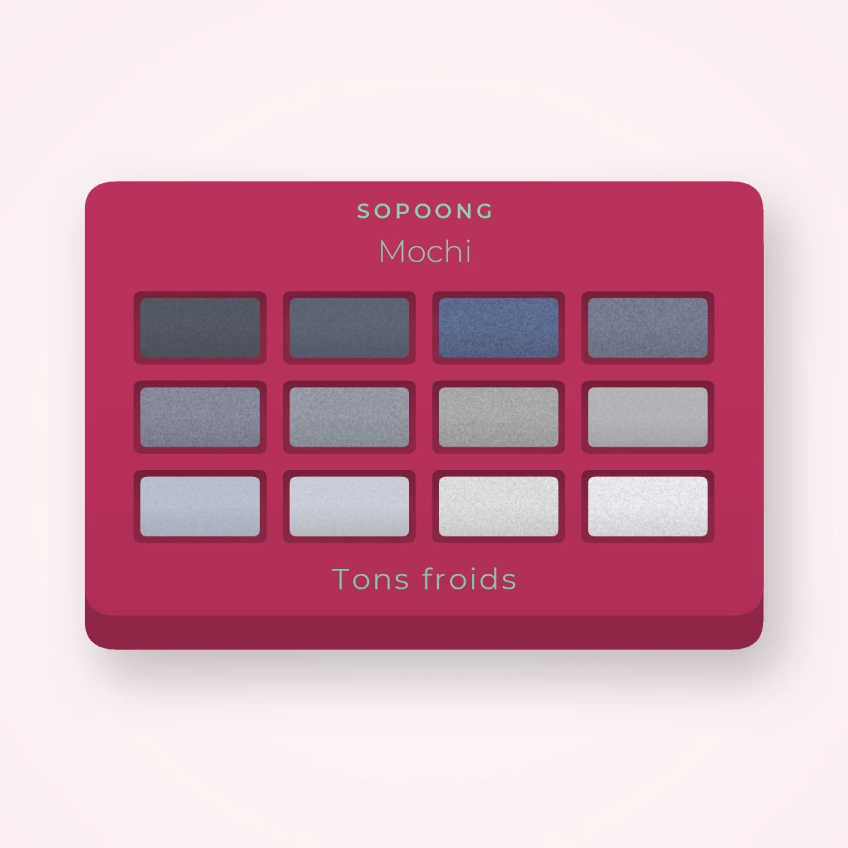 Palette yeux confort Mochi – Sopoong, 4 × 1,2 g, teinte Tons froids