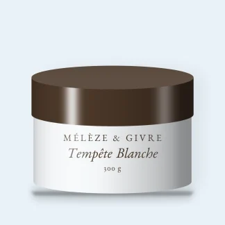 Gommage corps Tempête Blanche à l'huile de noisette – Mélèze & Givre, pot 300 g